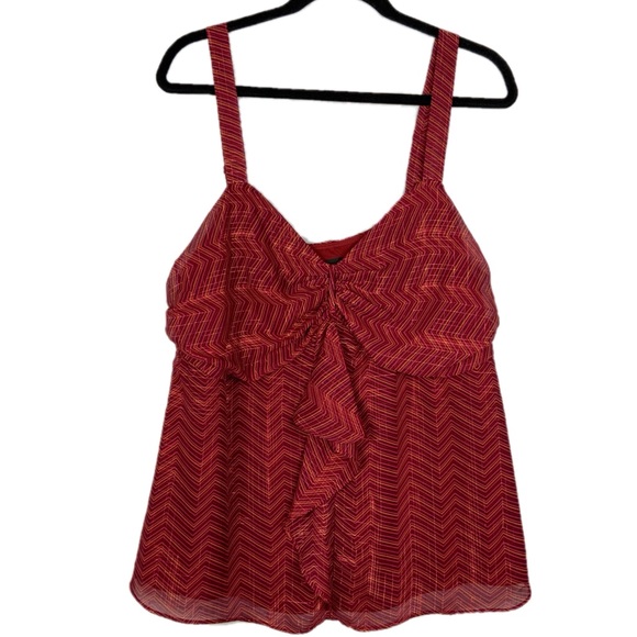 Lane Bryant Tops - Lane Bryant Size 16 Red Pink Orange Ruffle Cami
